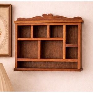 Vintage Heart Wooden Wall Display Trinket Shelf Hanging Granny Core  23x17"